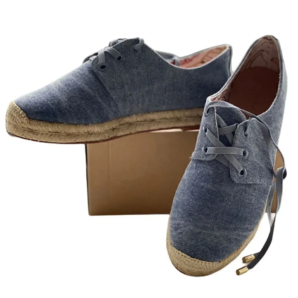 New Joie Denim Lace Up Espadrilles Sneaker…